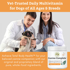 Wholistic Pet Organics Canine Complete apoyo digestivo con probióticos y calabaza.