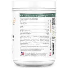 Wholistic Pet Organics Canine Complete porción diaria facilita suplementación equilibrada.