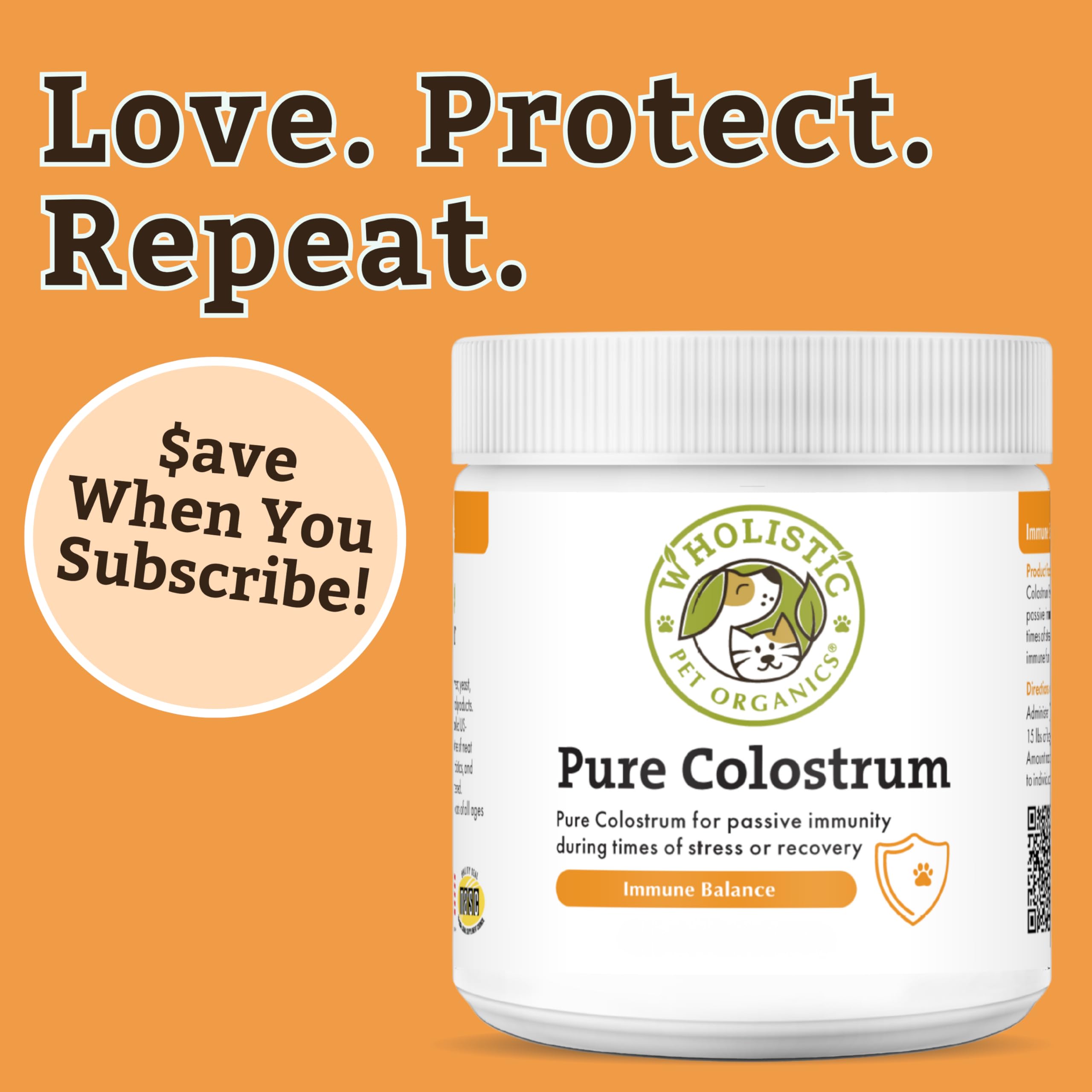 Wholistic Pet Organics Colostrum cuidado de articulaciones y movilidad.