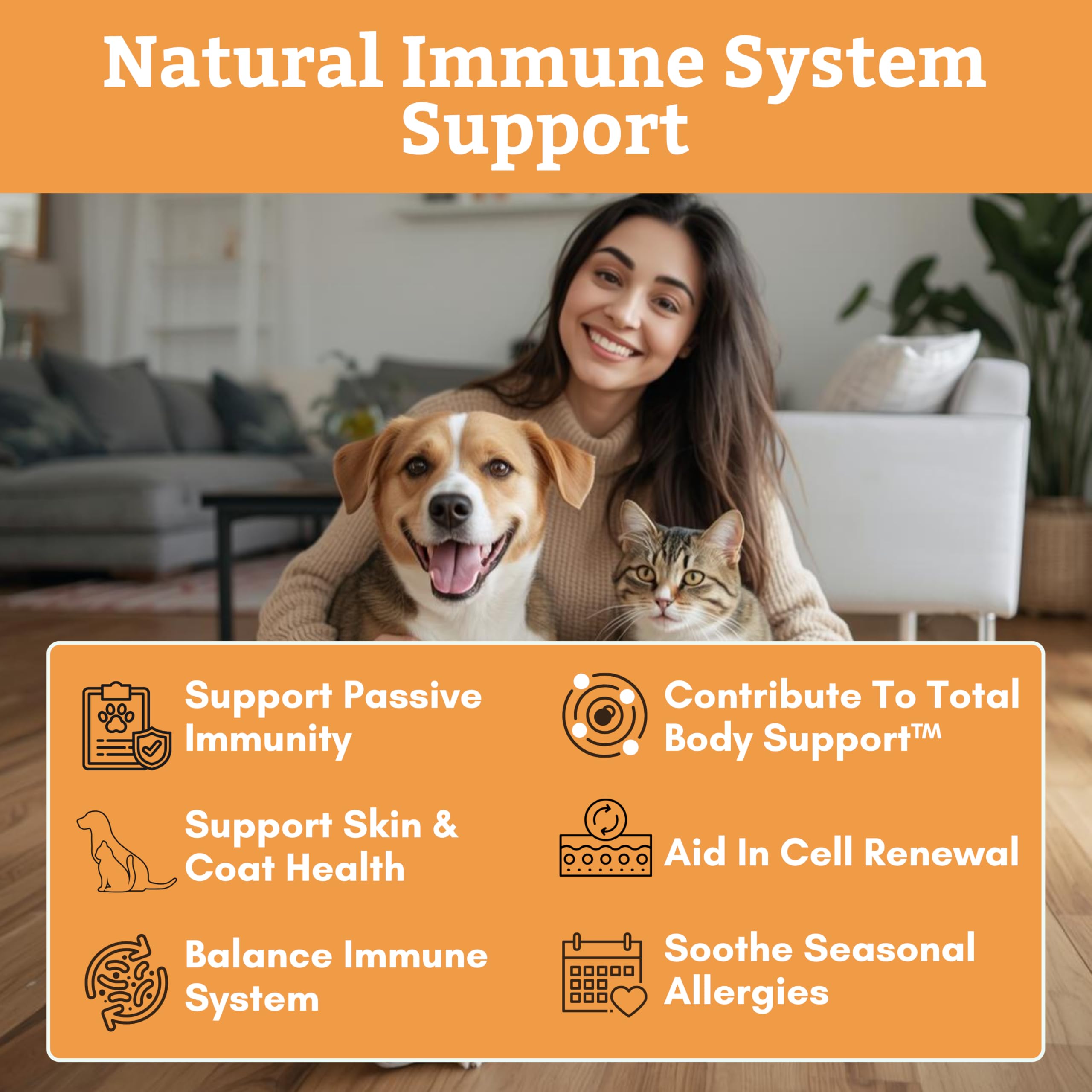 Wholistic Pet Organics Colostrum promueve un pelaje brillante y piel saludable en perros y gatos.