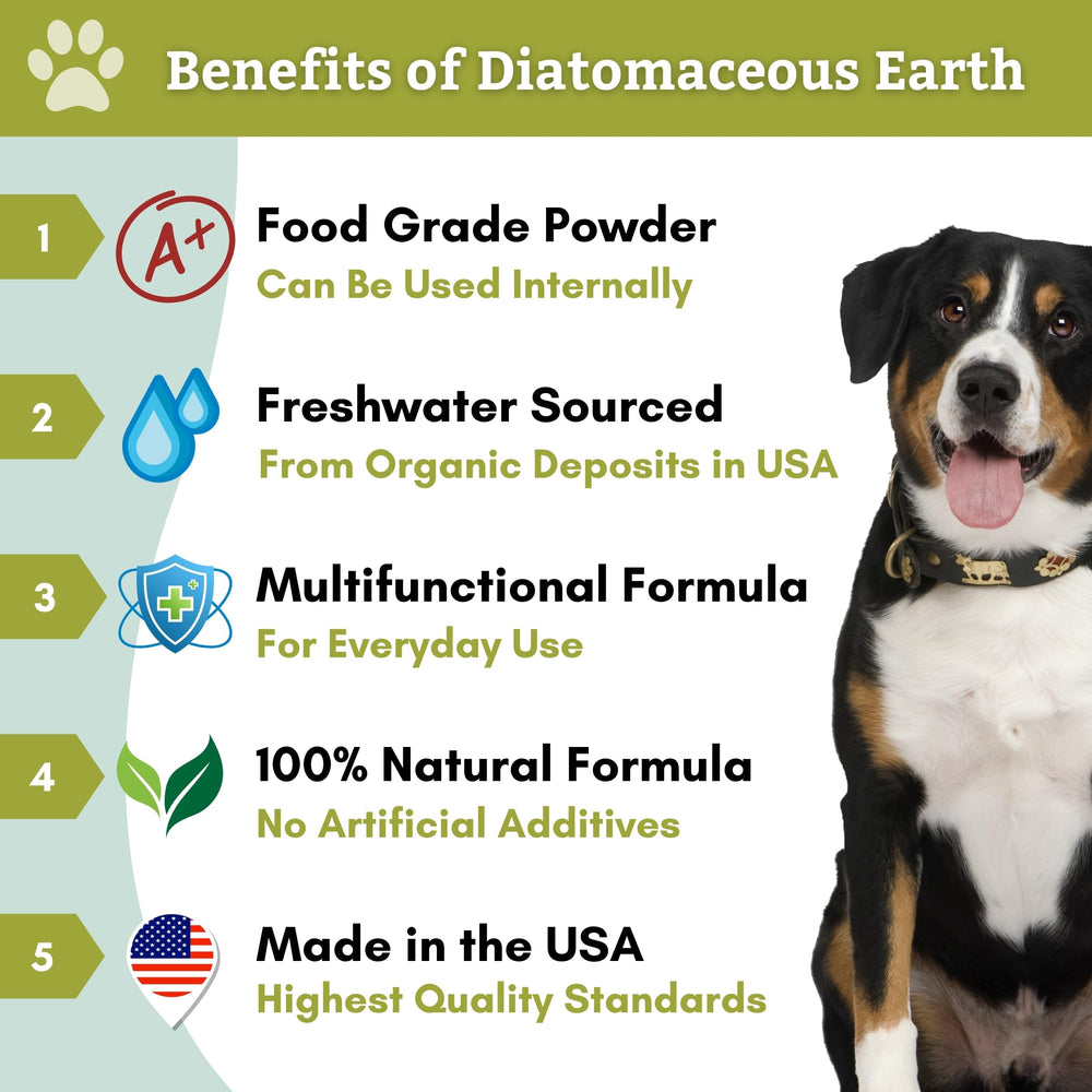 Wholistic Pet Organics Diatomaceous Earth, cucharada medidora: dosis constante sin aditivos