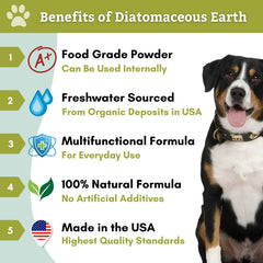 Wholistic Pet Organics Diatomaceous Earth, cucharada medidora: dosis constante sin aditivos