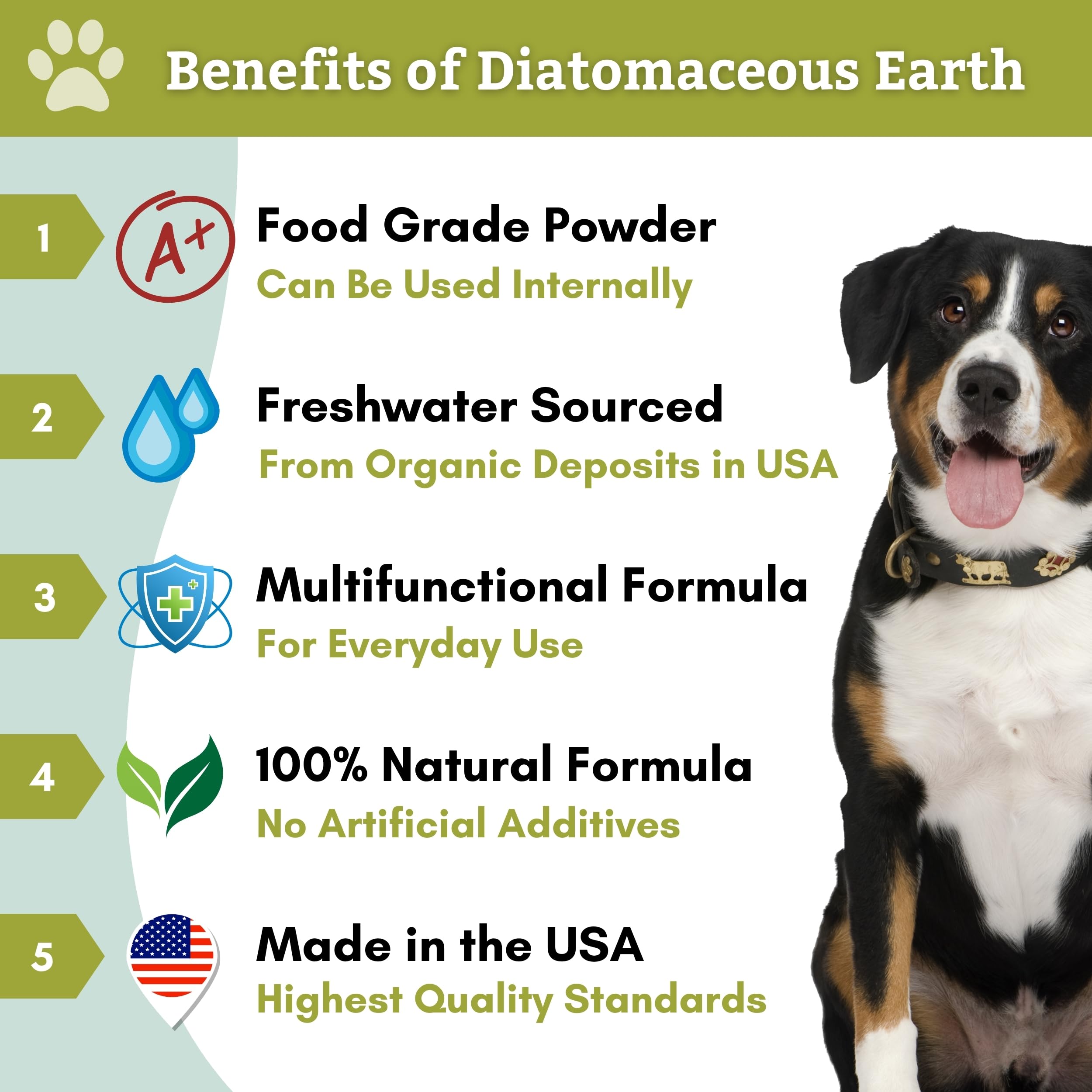 Wholistic Pet Organics polvo diatomeas para ingestión, posible apoyo digestivo
