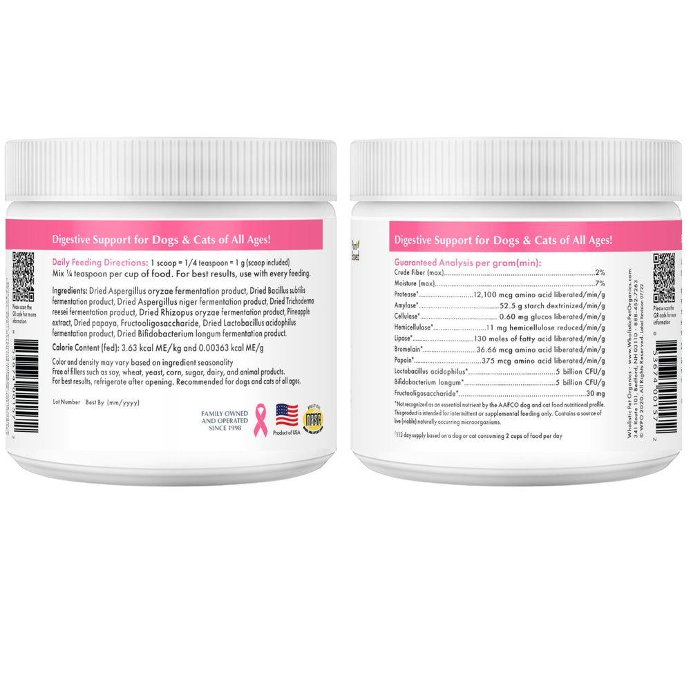 Wholistic Pet Organics dosis diaria recomendada para mascotas