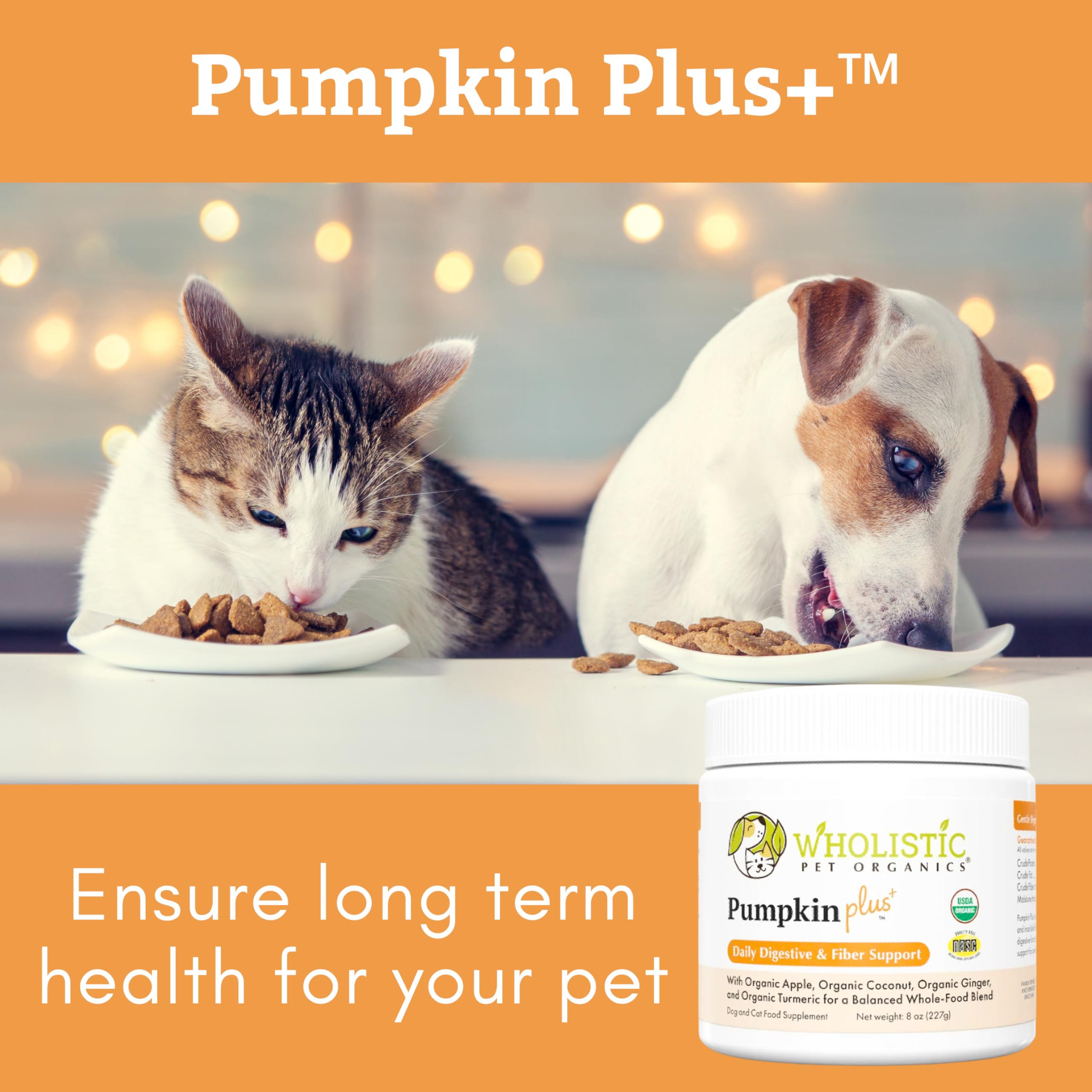 Wholistic Pet Organics Envase de 8 oz, fácil almacenamiento.