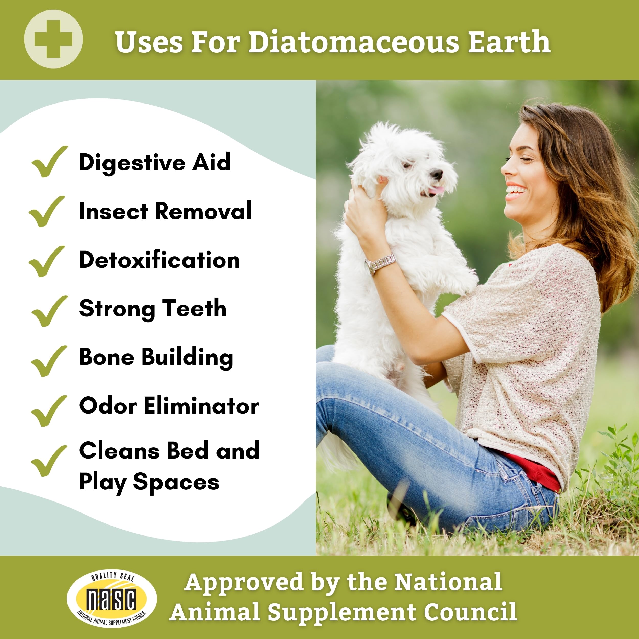 Envase con dosificador Wholistic Pet Organics, dosis diaria conveniente