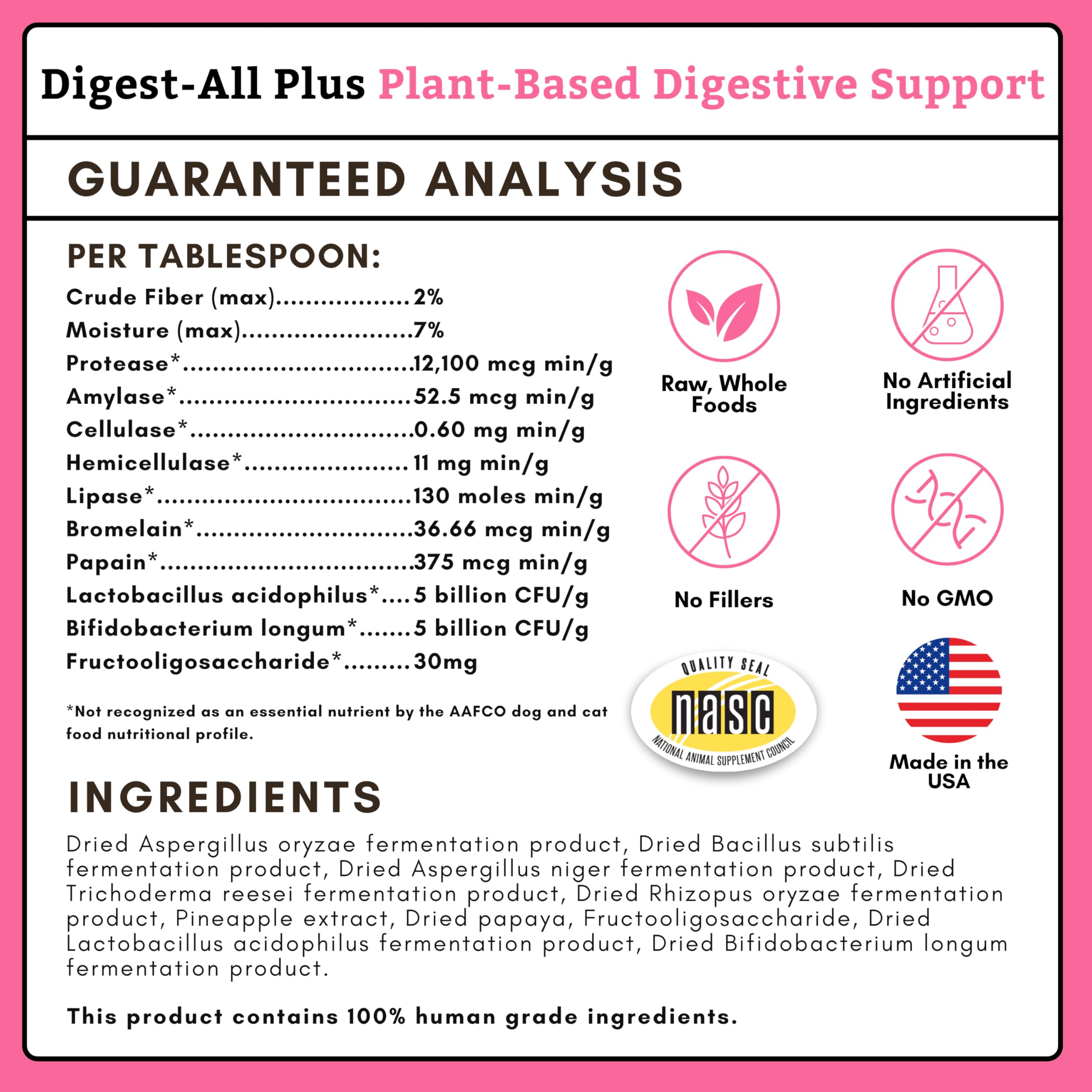 Wholistic Pet Organics enzimas digestivas para apoyo diario