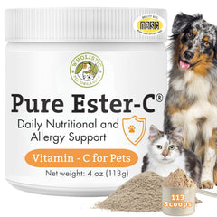 Wholistic Pet Organics Ester-C Powder para perros y gatos, posible apoyo inmunológico.