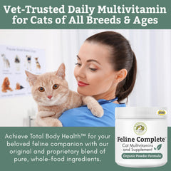 Wholistic Pet Organics Feline Complete, dosificador para tomar la dosis diaria con facilidad.