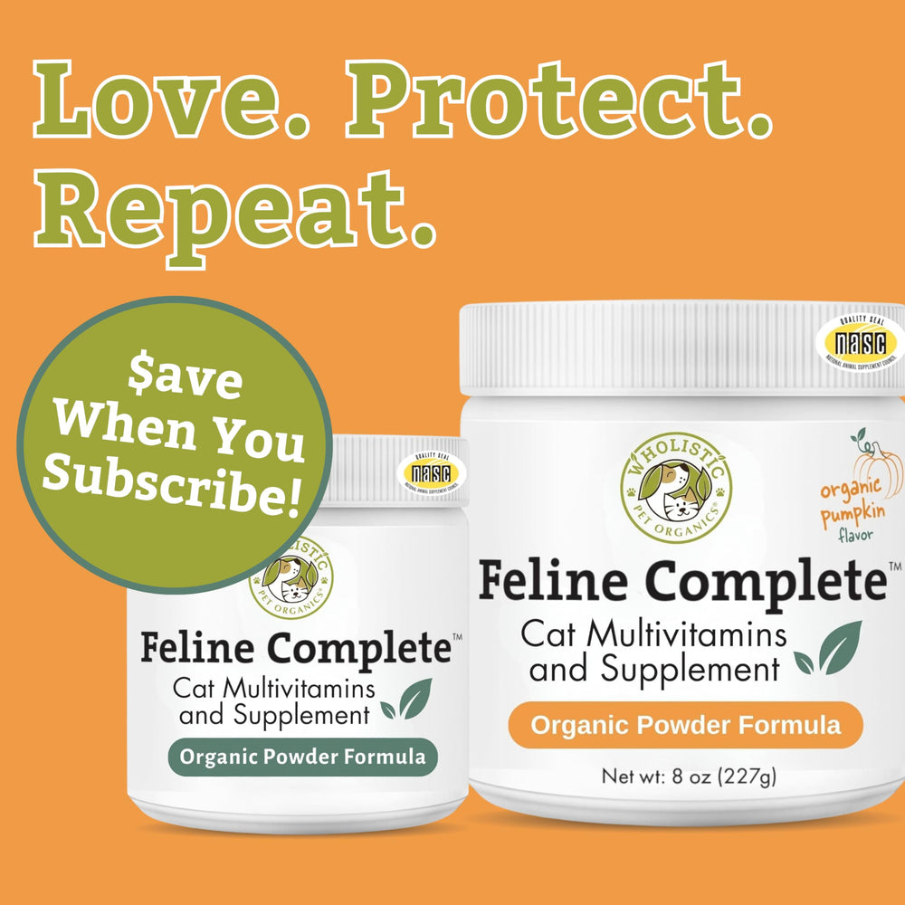 Wholistic Pet Organics Feline Complete Organic Pumpkin, envase de 4 onzas, fácil de incorporar en comidas.
