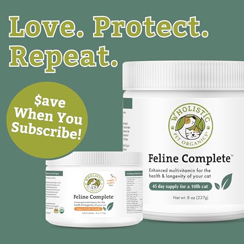 Wholistic Pet Organics Feline Complete, porciones diarias fáciles de incorporar a la comida
