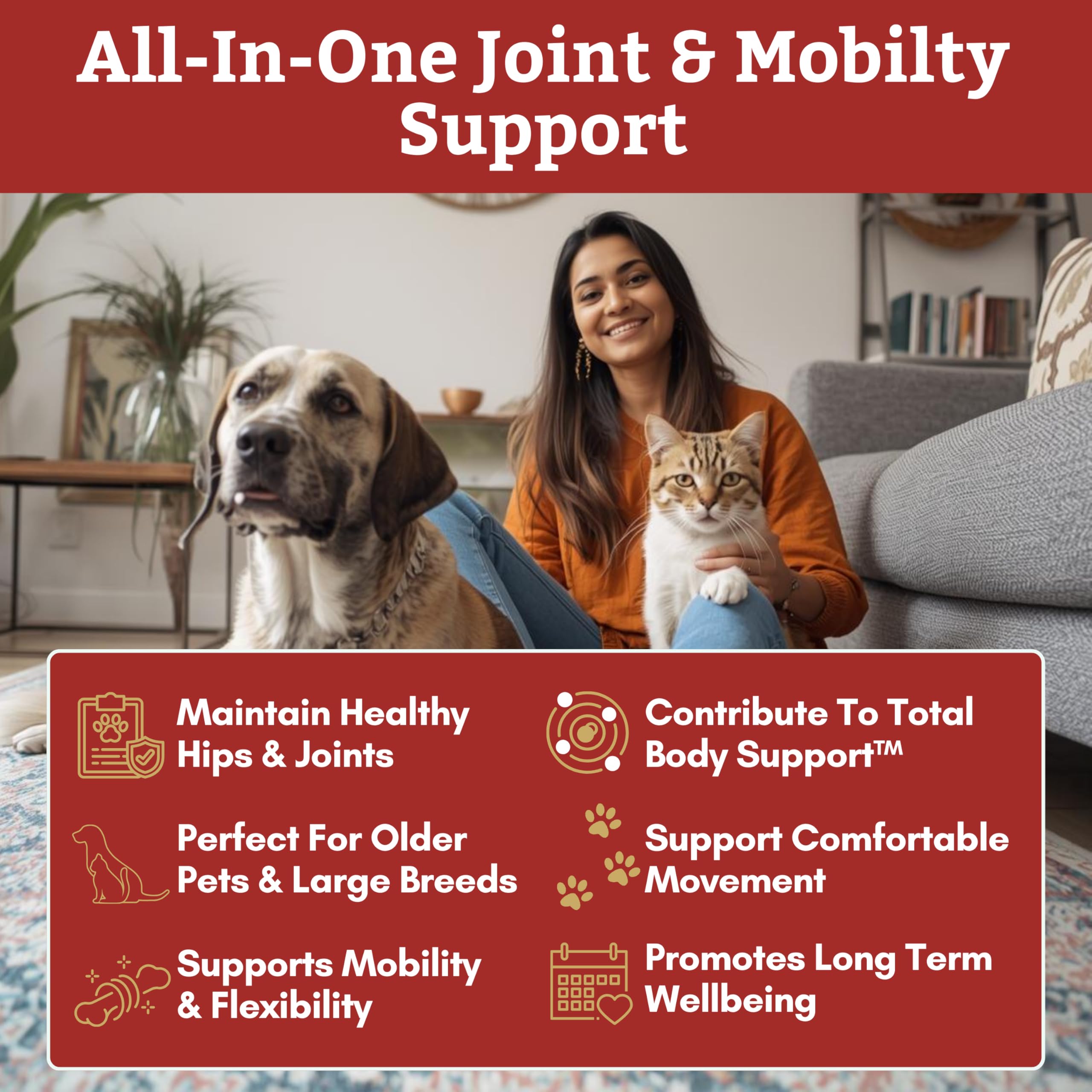 Wholistic Pet Organics: frasco de polvo para iniciar dosis en articulaciones.