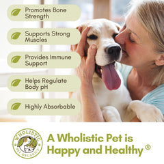 Wholistic Pet Organics mezcla calcio magnesio 2:1, mayor absorción para mascotas