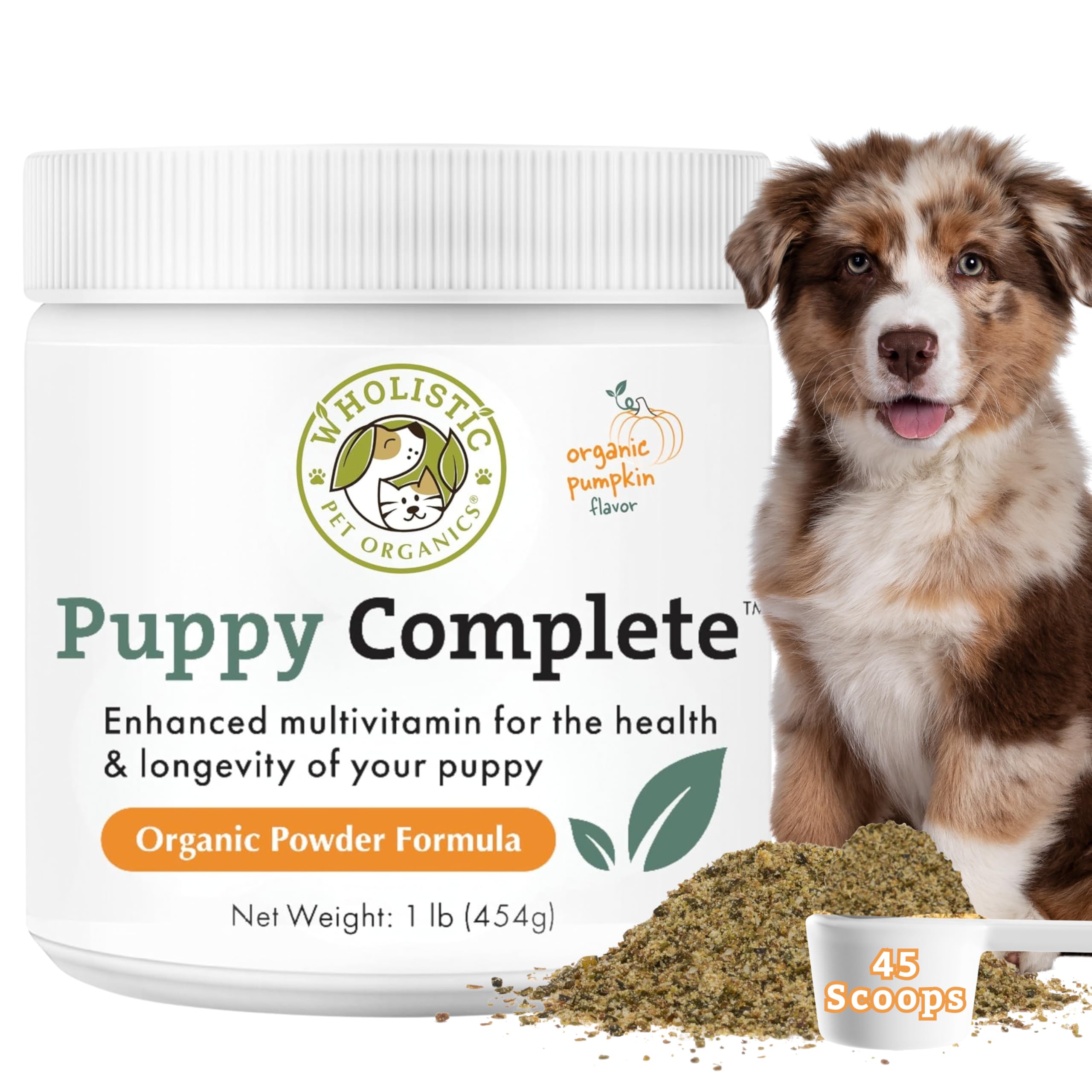 Wholistic Pet Organics Puppy Complete, polvo para dieta casera, mejora nutrición diaria de cachorros