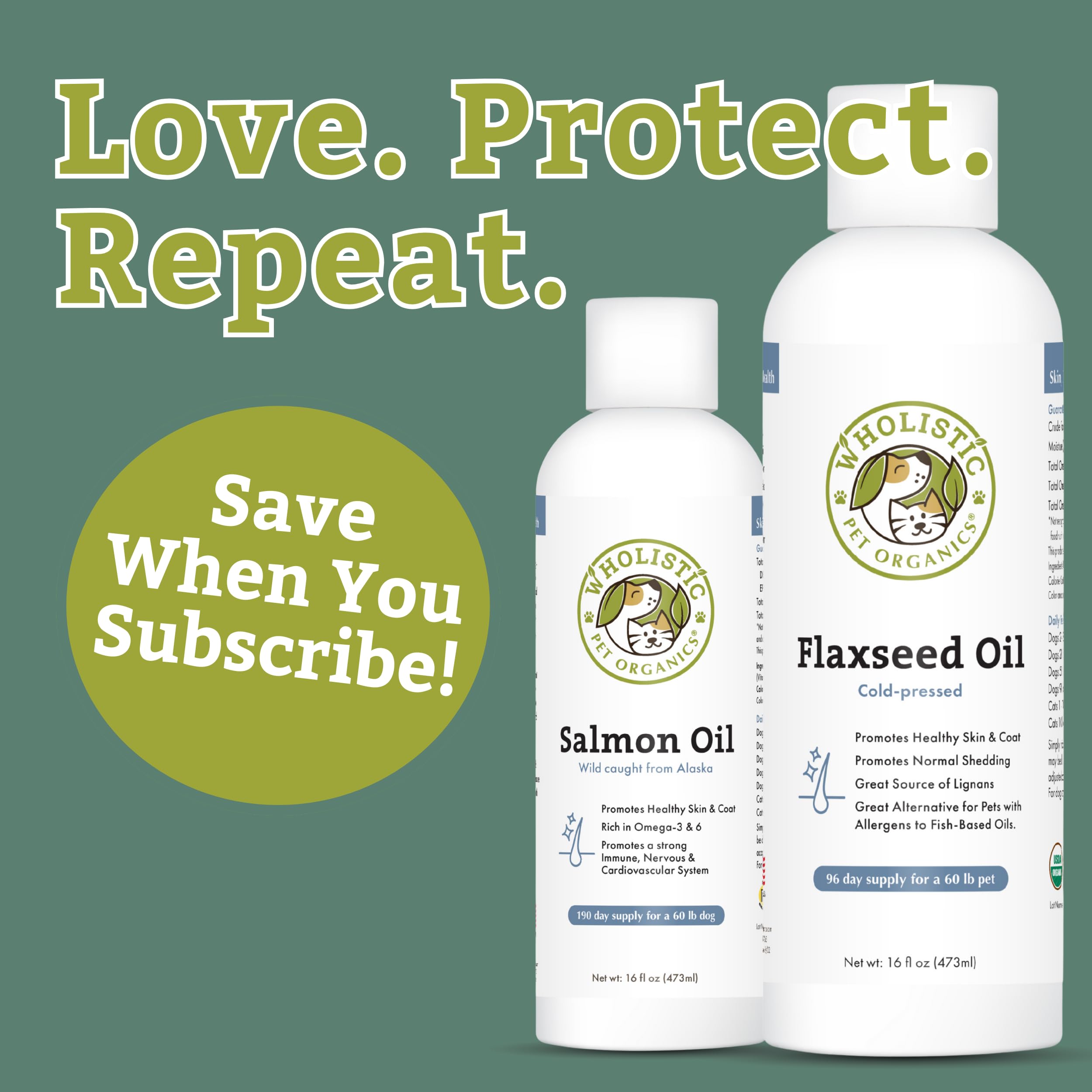 Wholistic Pet Organics suplemento para piel y pelaje de mascotas, uso diario
