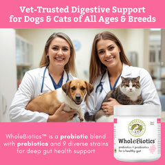 Wholistic Pet Organics WholeBiotics, mezcla-nueve-cepas, apoyo digestivo para mascotas.