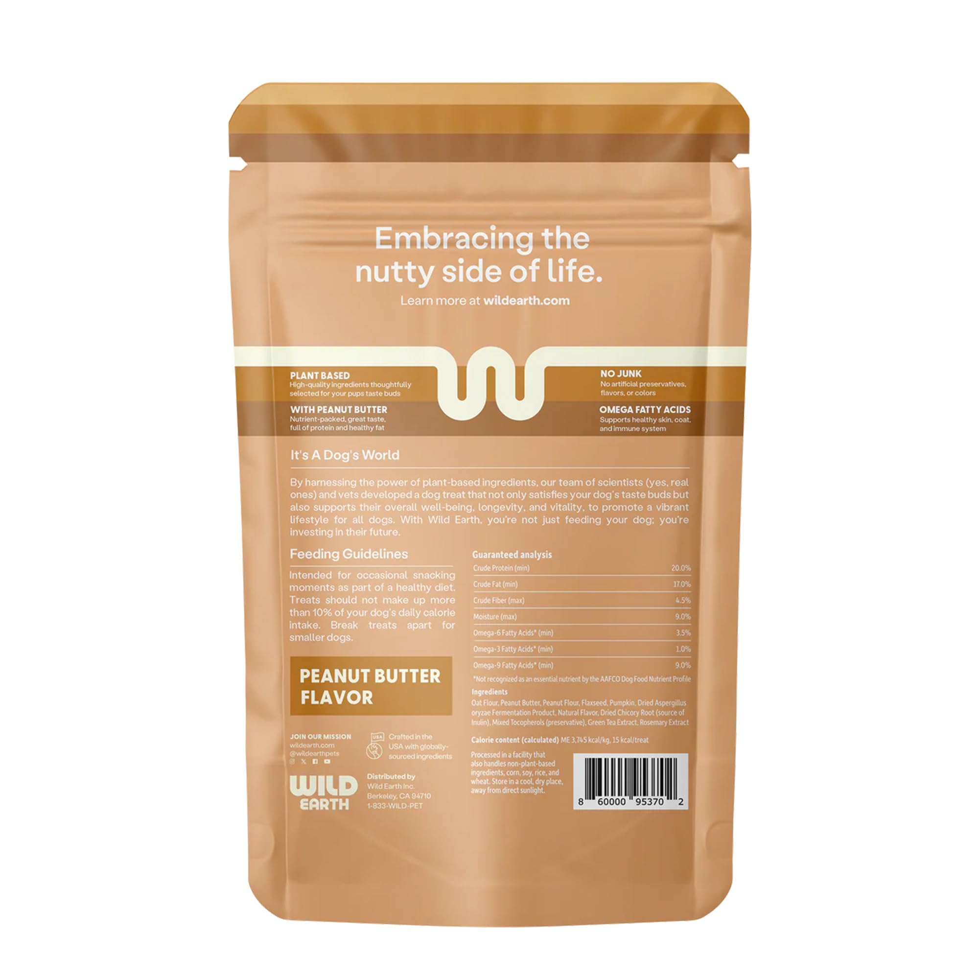 Galletas basadas en plantas de Wild Earth, ingredientes de calidad