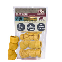 Wild Eats cachete búfalo agua roll, bolsa de 5 unidades, masticación prolongada