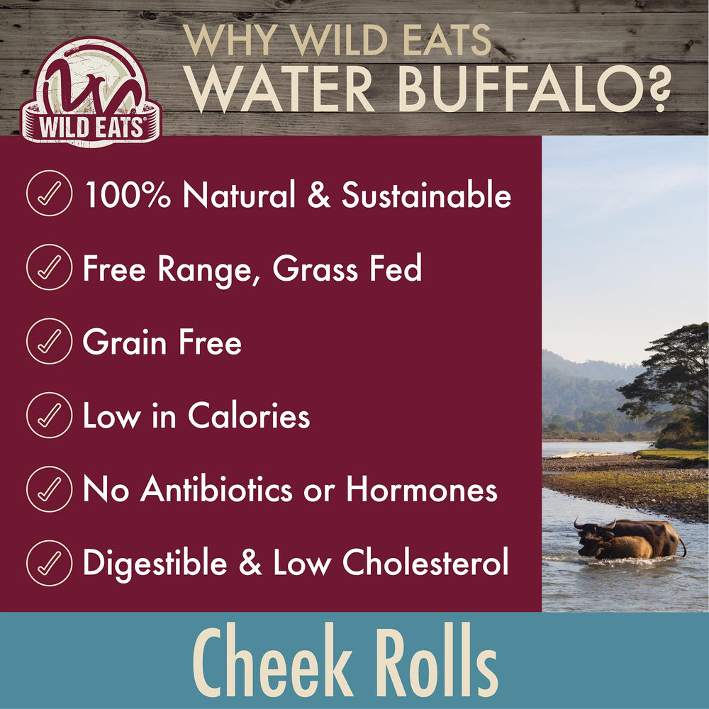 Wild Eats cachete búfalo agua roll, para perros medianos, uso diario