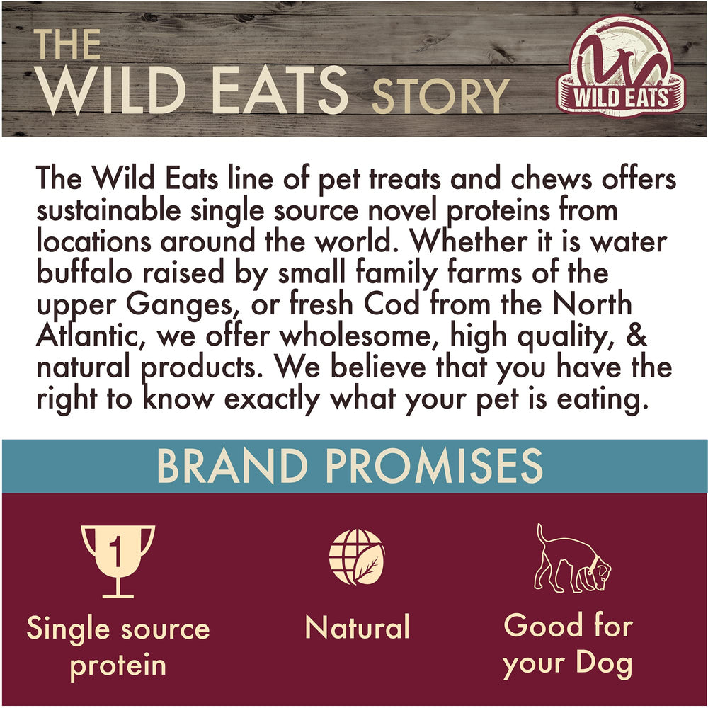 Wild Eats cachete búfalo agua roll, sin aditivos para perro sensible