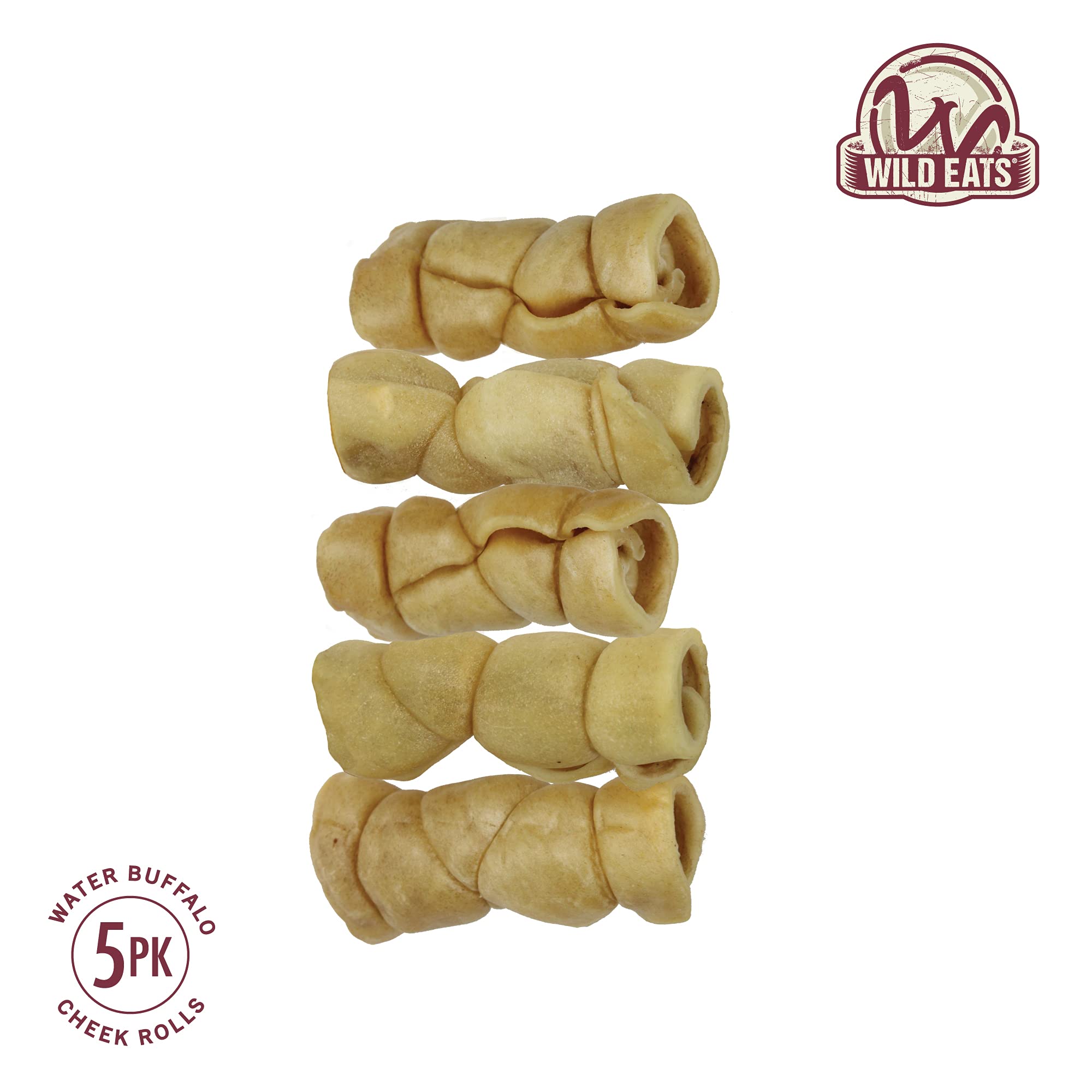 Wild Eats cachete búfalo agua roll, snack natural sin piel