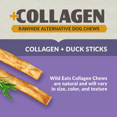 Wild Eats Palitos de Pato con Colágeno para Perros, textura agradable para masticar.
