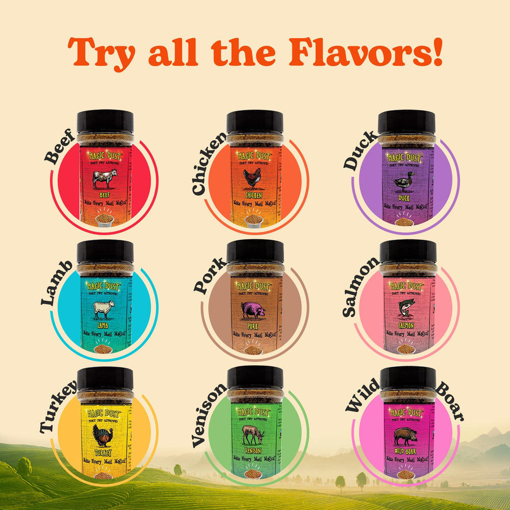 Ideal para dueños que buscan variedad en la dieta de sus mascotas con Magic Dust.