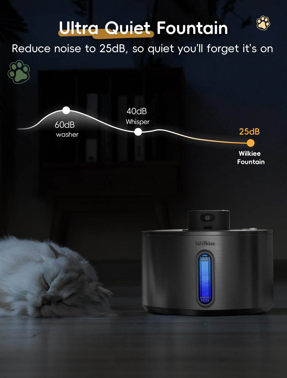 Flujo silencioso Wilkiee a 25dB para dormir sin interrupciones