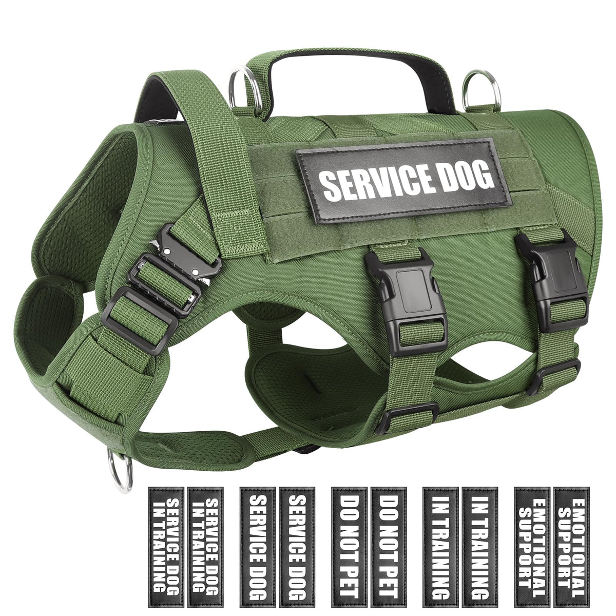 ARNÉS WINSEE servicio para perro grande, vista lateral con MOLLE para equipo.