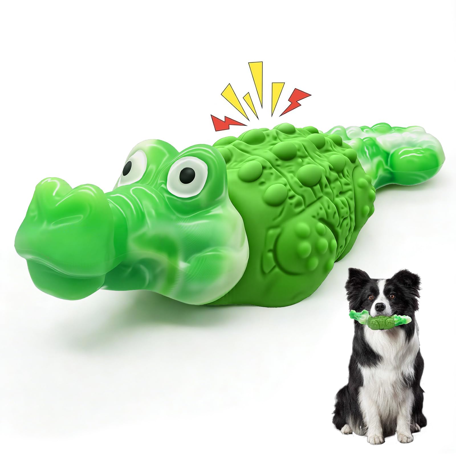 WinTour Juguete duro para perros grandes, cocodrilo resistente para mordidas intensas.