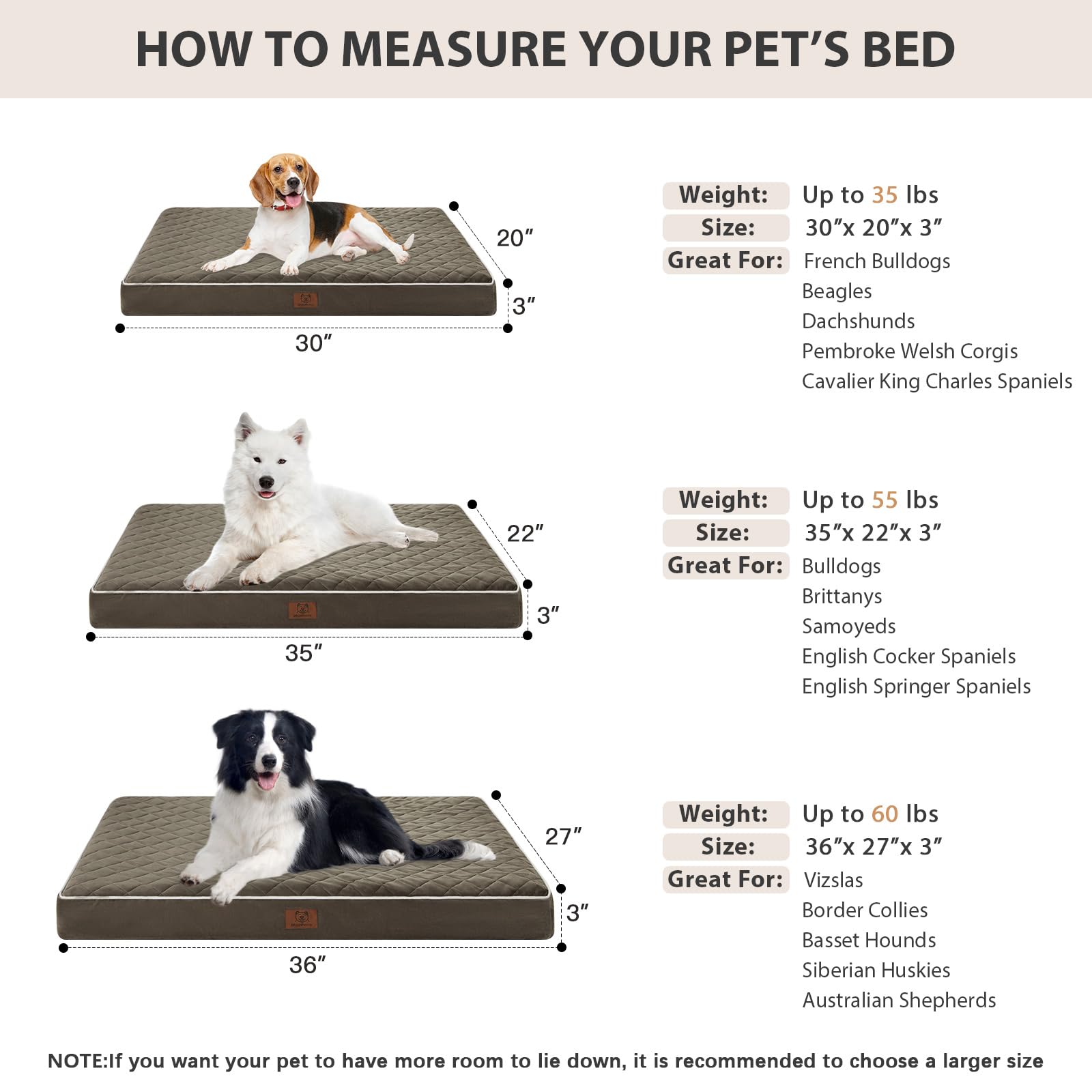 WNPETHOME cama perro con base impermeable y antideslizante.