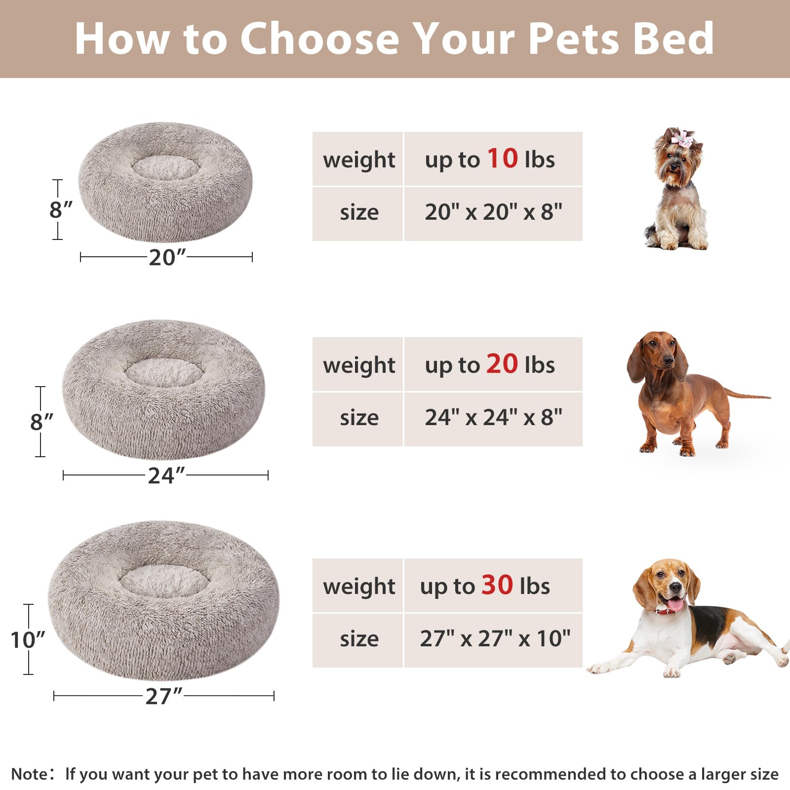 Borde elevado de 8 pulgadas WNPETHOME, soporte suave para dormir.