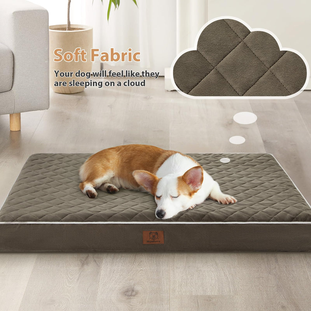 WNPETHOME cama ortopédica XL con funda lavable y cierre lateral para limpieza.
