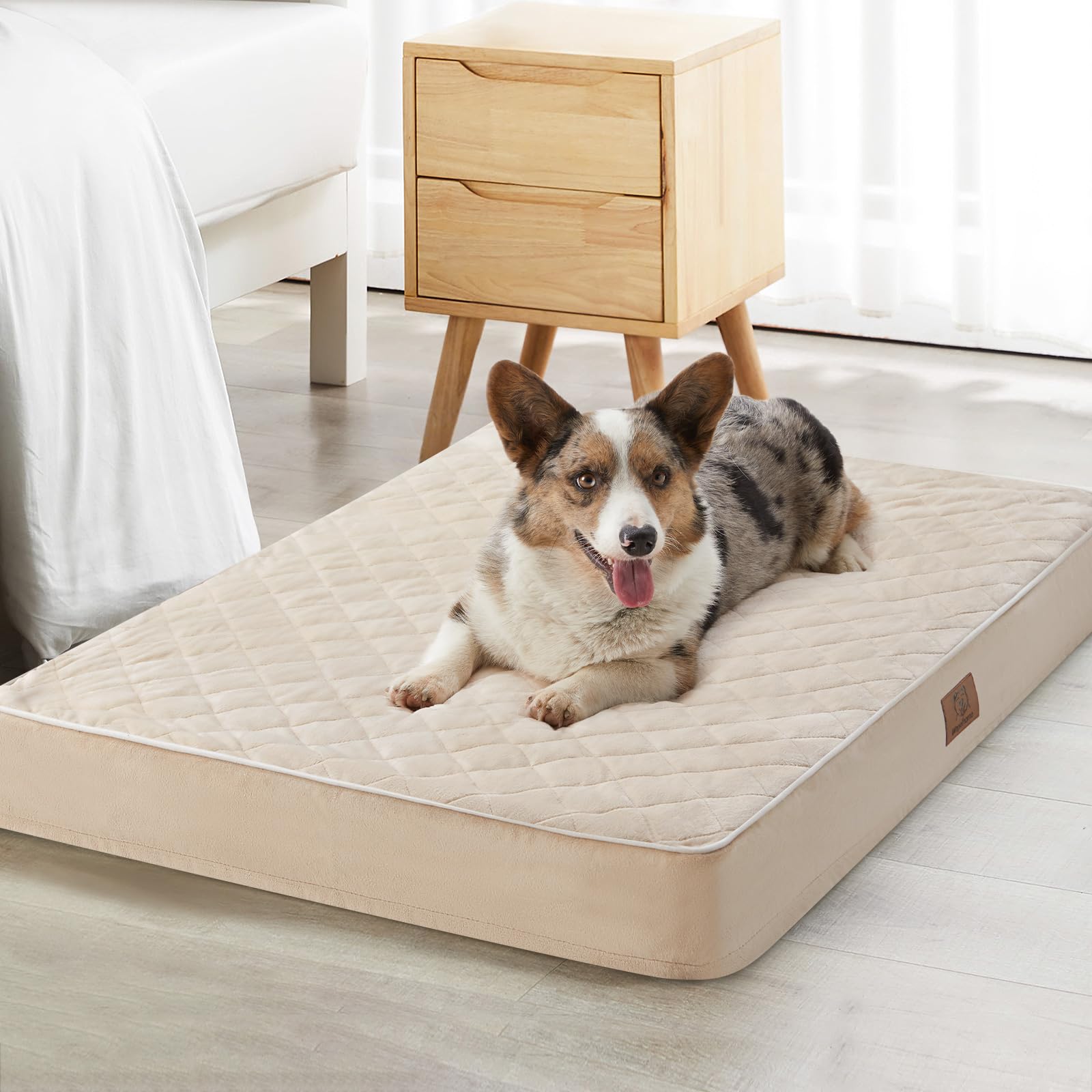 WNPETHOME Cama ortopédica XXL con superficie de terciopelo para descanso cómodo.