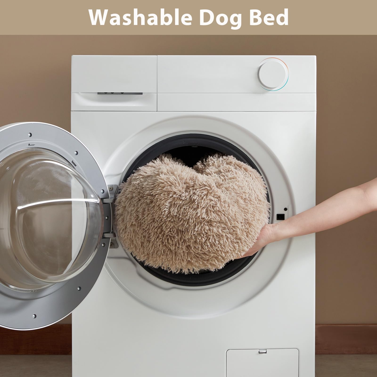 Cama WNPETHOME, forma dona tamaño 24x24, ideal para mascotas pequeñas.
