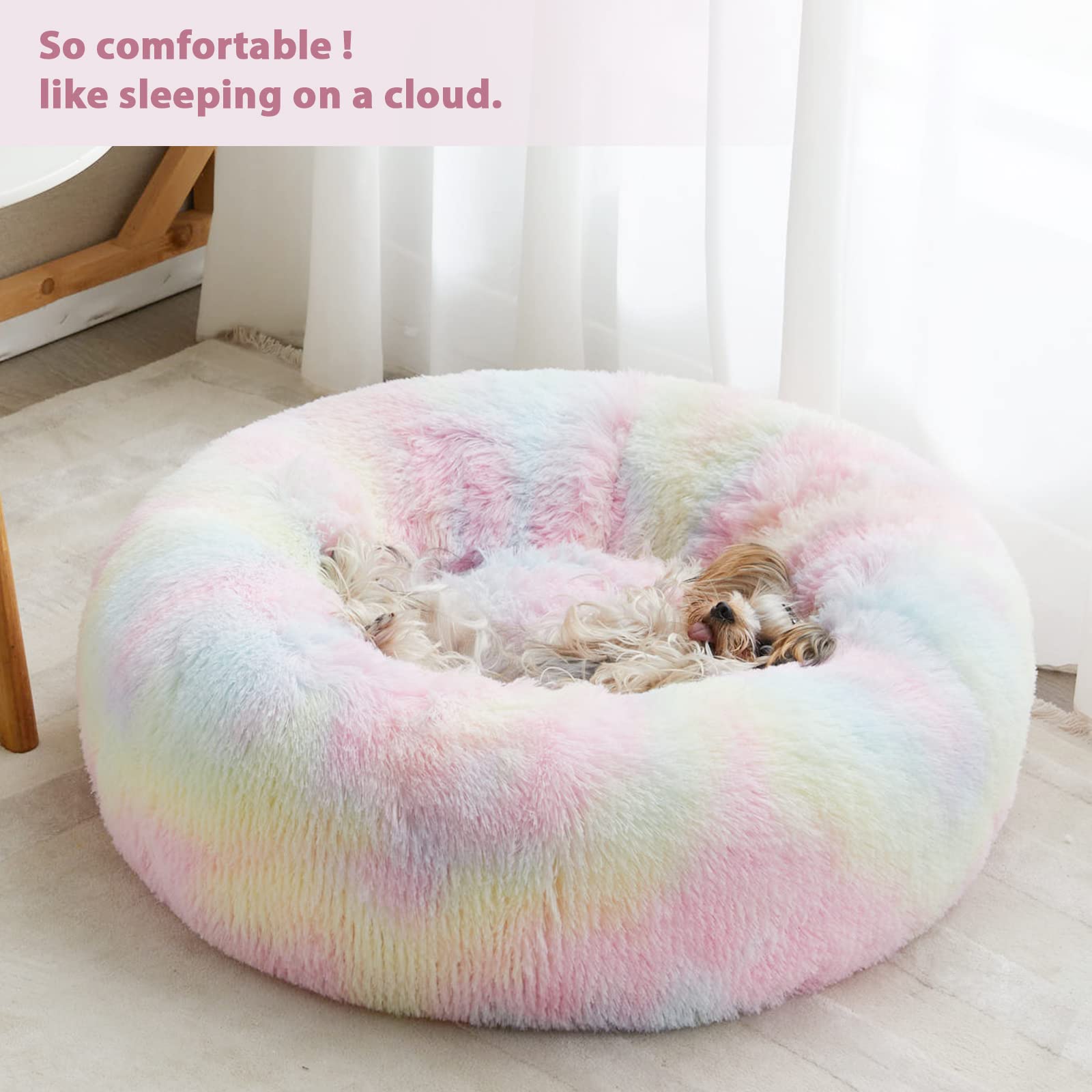 Cama donut WNPETHOME lateral, bordes elevados para soporte suave