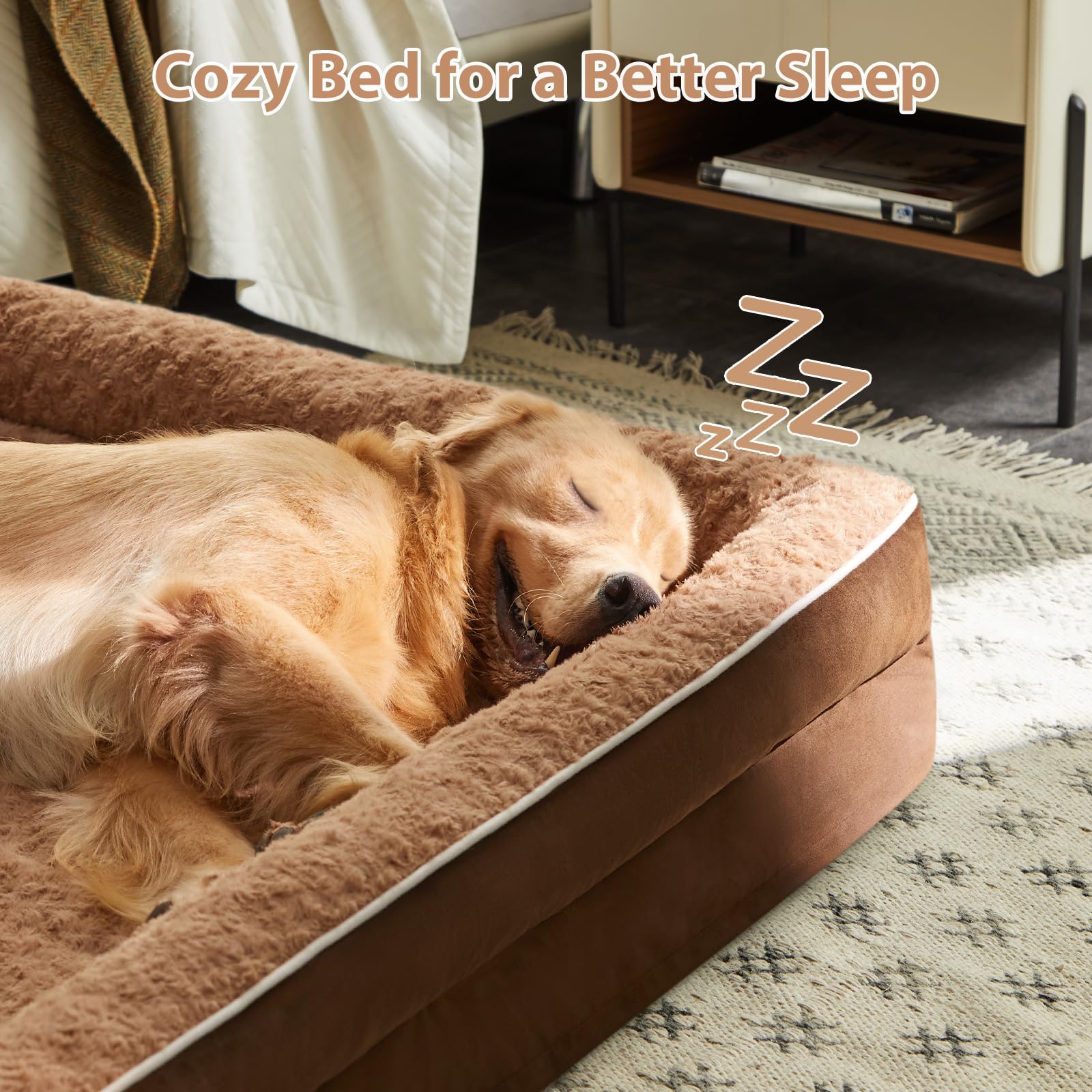 Cama WNPETHOME con funda impermeable protege de orina y facilita limpieza.