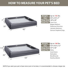 WNPETHOME cama XXL, espuma-panal que distribuye peso para mayor confort.