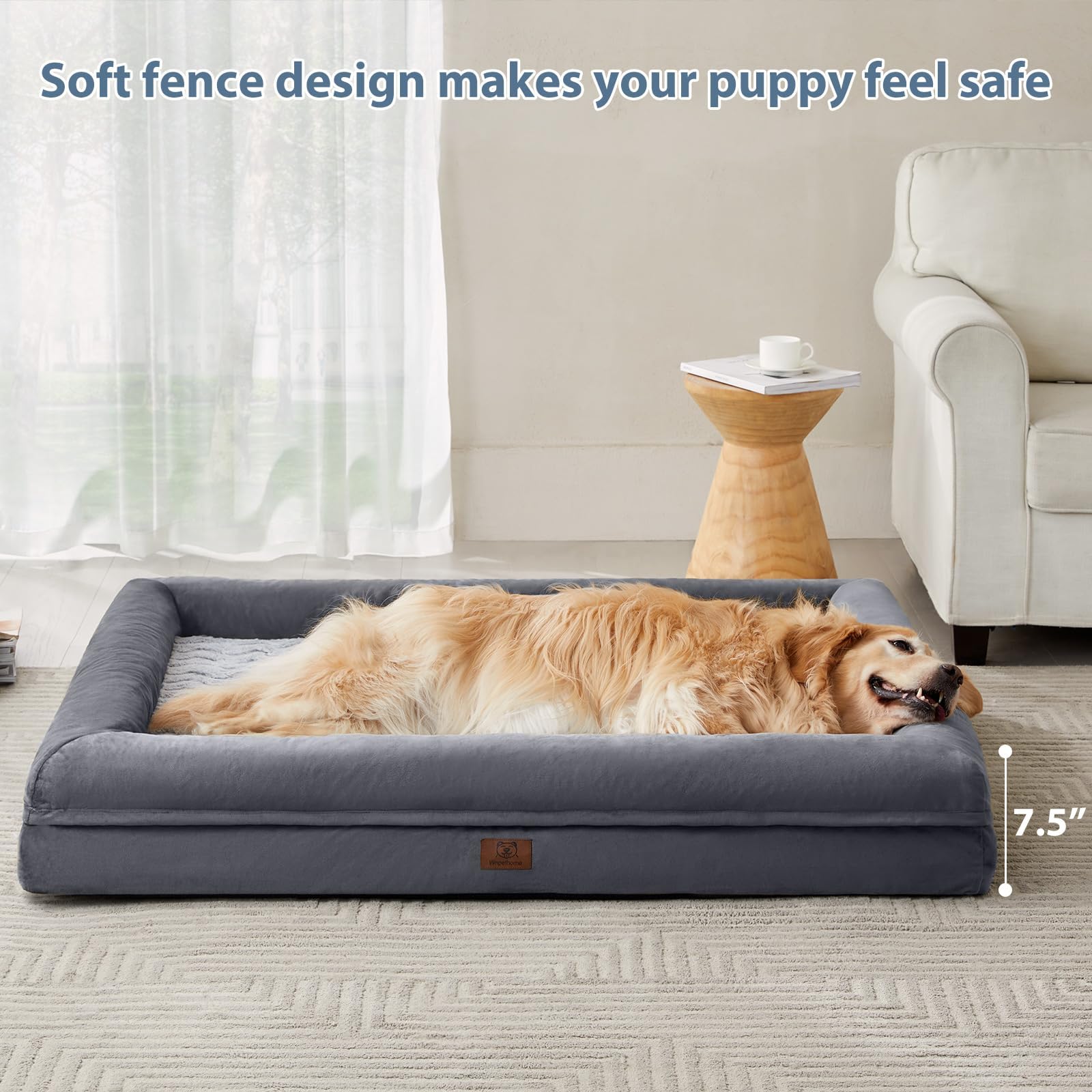 Dimensiones 61 x 43 x 7,5 pulgadas de la cama WNPETHOME XL para perros grandes