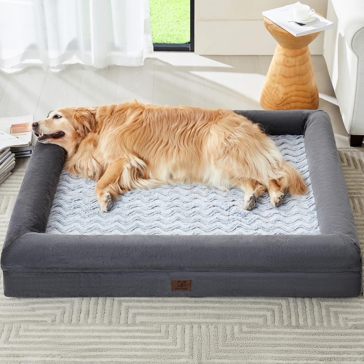 Cama para perros WNPETHOME XL en terciopelo suave para mayor confort