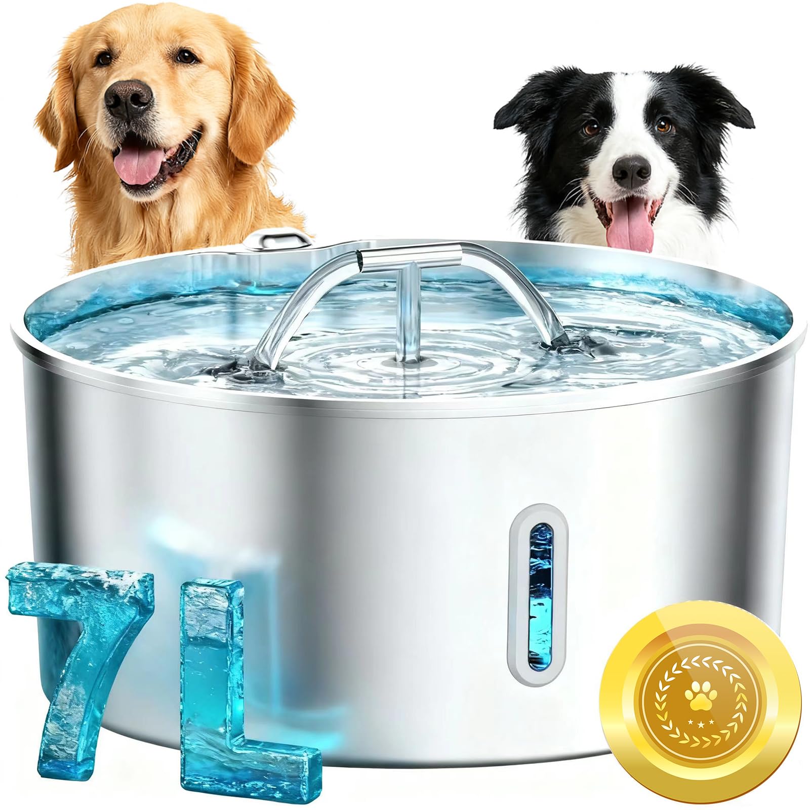 Wonder Creature muestra la fuente de 7L, ideal para varios días de agua para mascotas.
