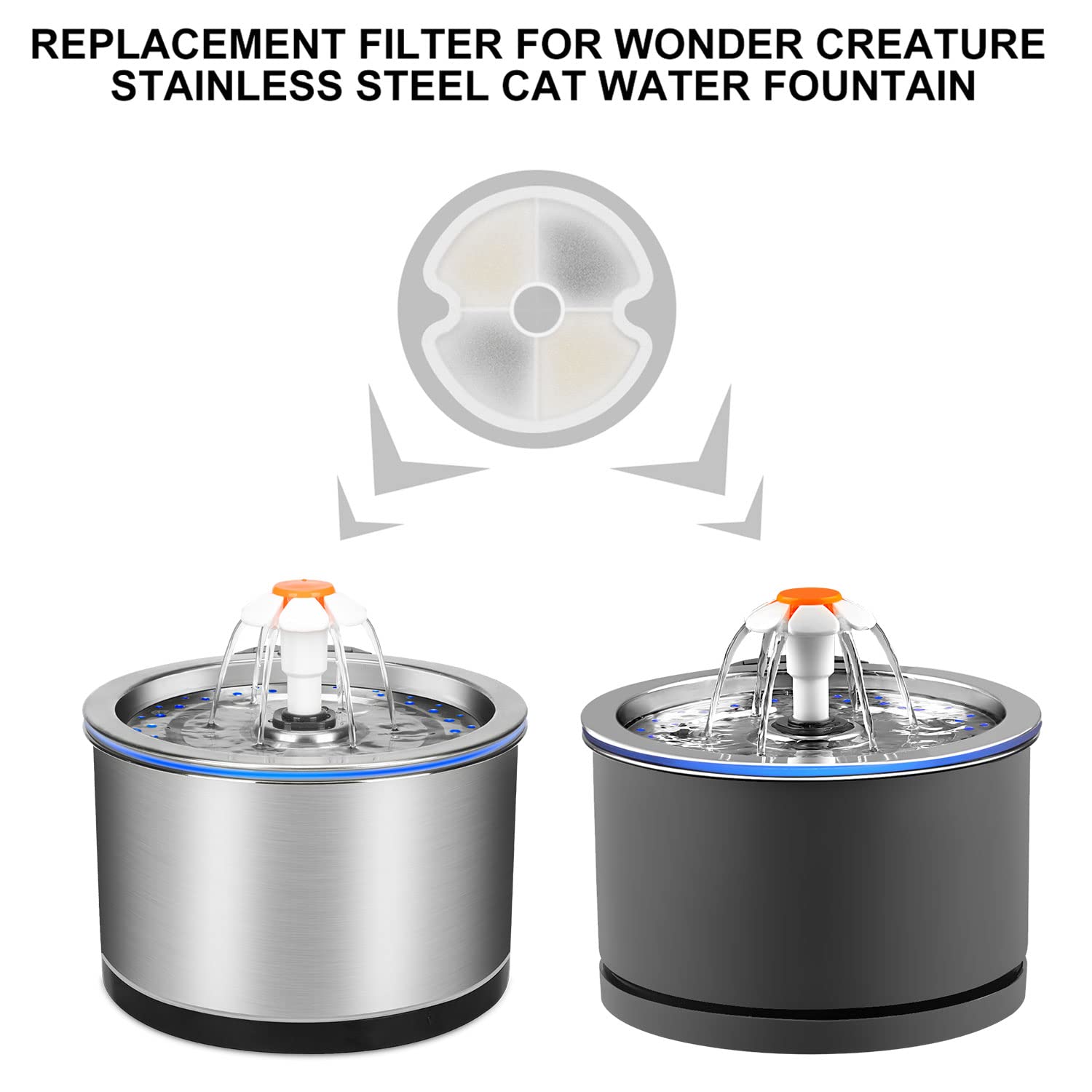 Wonder Creature pack filtros repuesto 8, instalación fácil para fuente automática.