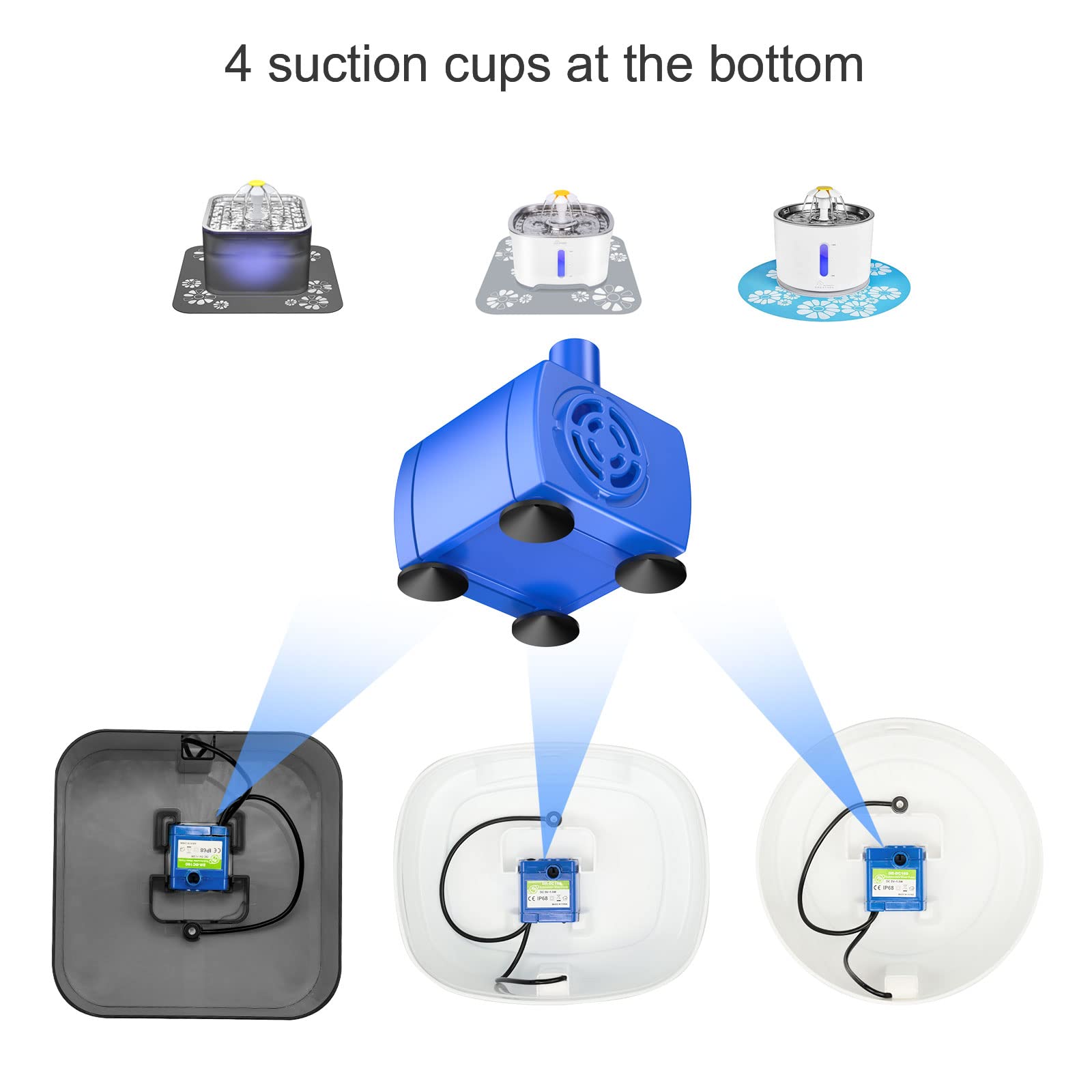 Wonder Creature pompe pour fontaine chat – lumière LED, niveau d'eau facilement observable.
