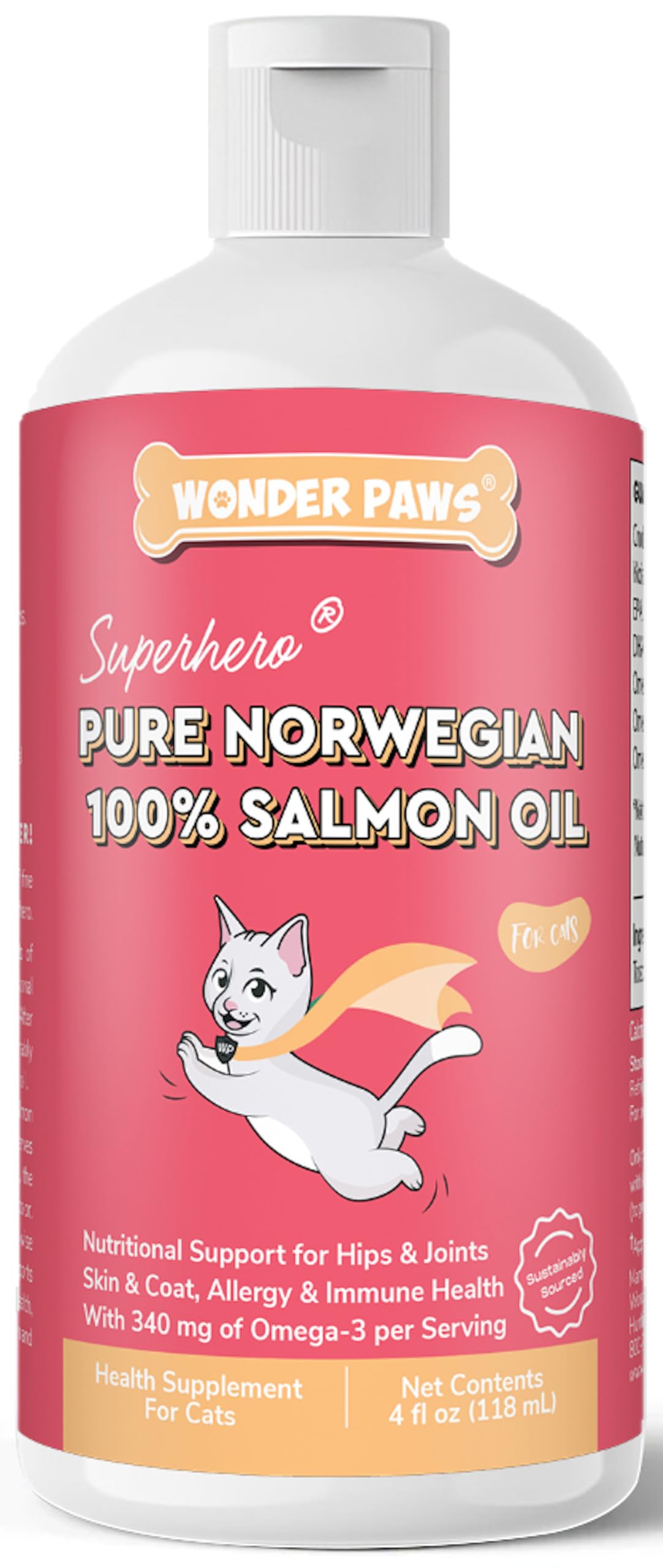 Wonder Paws Aceite de Salmón para Gatos, vertido, aporte omega-3 diario