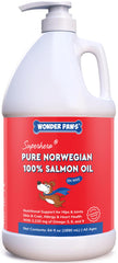Wonder Paws aceite de salmón noruego para perros, envase visible, apoyo a piel sana y pelaje suave.
