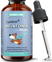 Wonder Paws melatonina para perros: botella con gotero para dosis fáciles y uso diario.