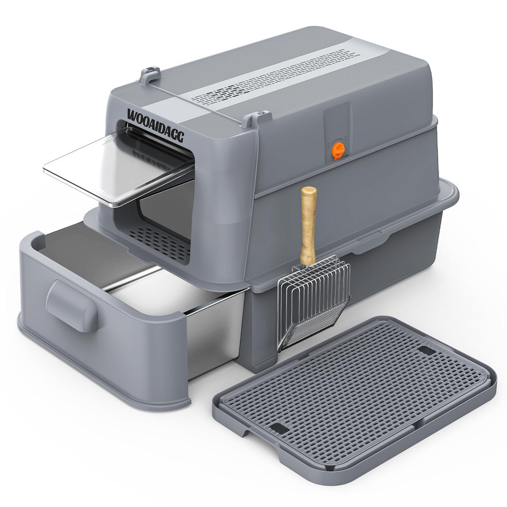 Wooaidagg caja-litter-acero-inoxidable-cerrada para control de olores diario