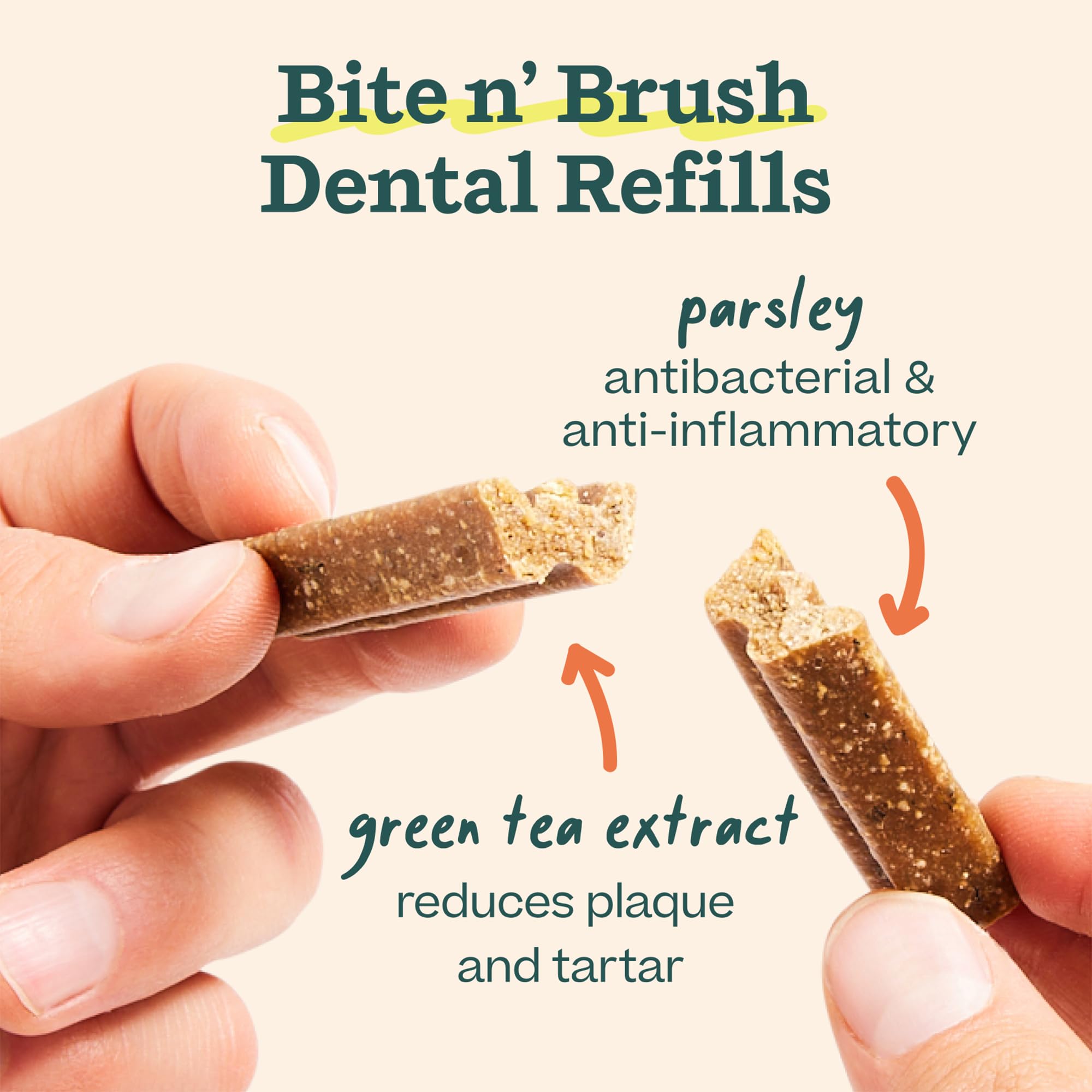 Juguete dental para perro WOOF Bite n' Brush facilita cepillado.