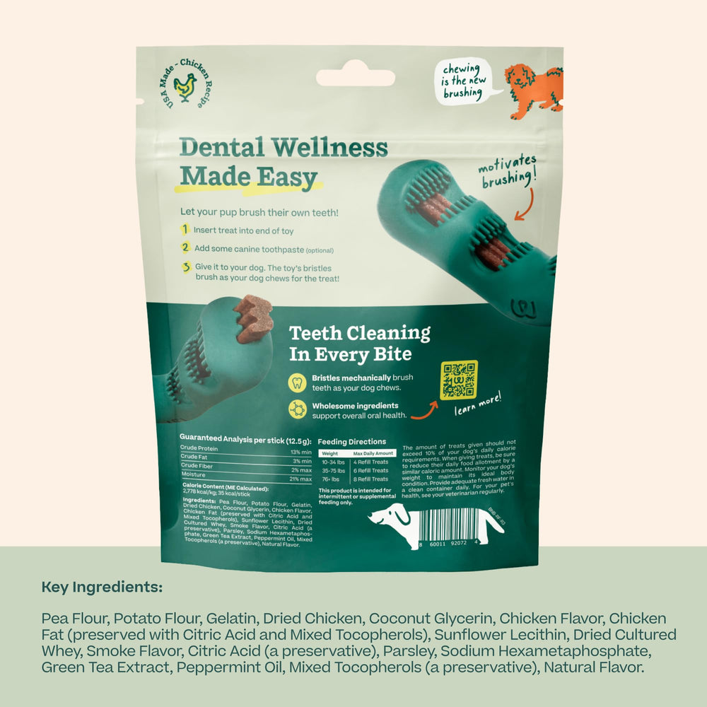 WOOF Bite n' Brush: tratamientos de pollo para masticación sabrosa y dental