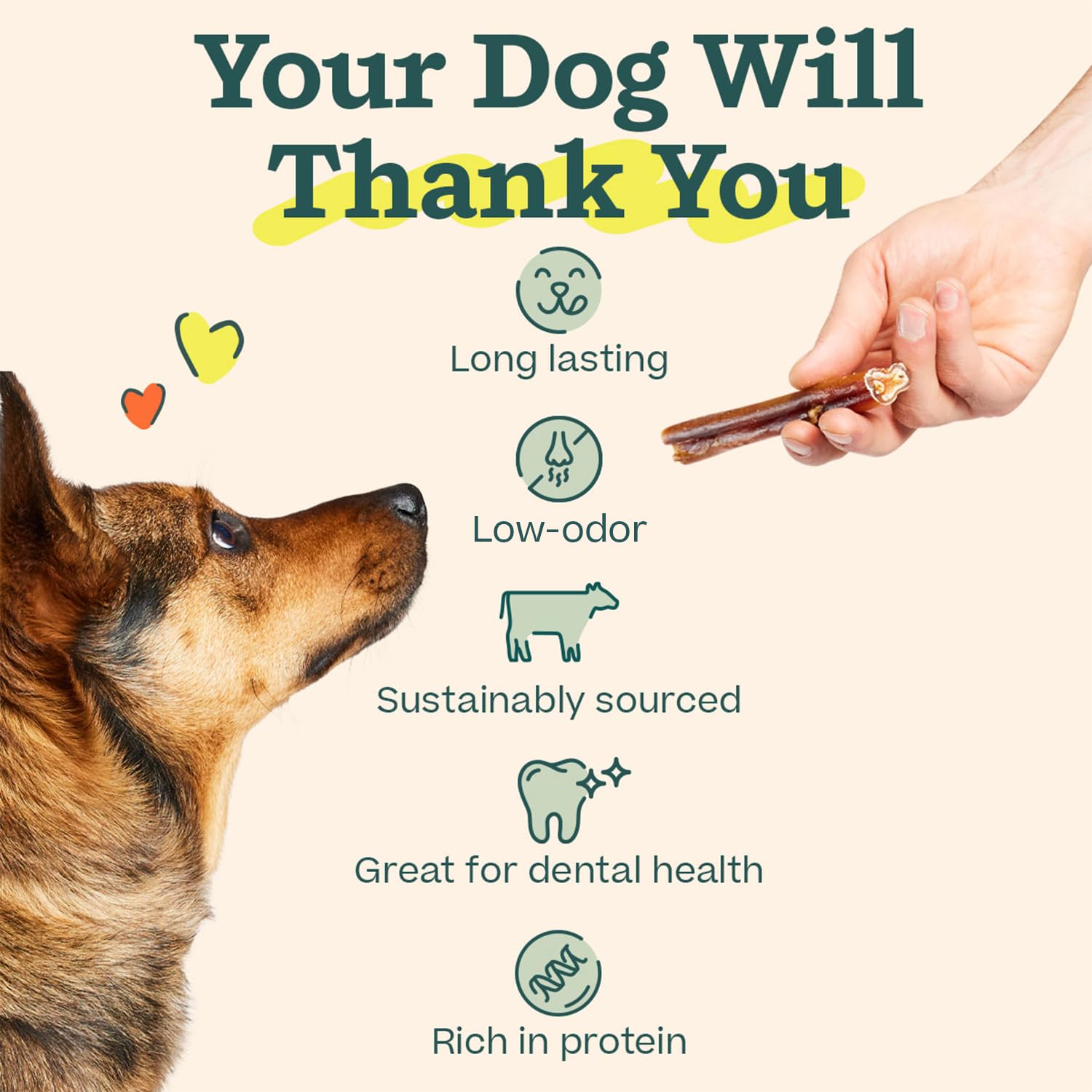WOOF palitos sin olor, naturales de res alimentados con pastura.
